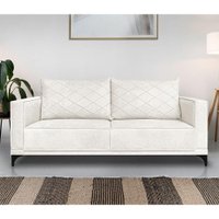 Sofá Living 2 Lugares 1,60m Horus Bouclê Pés de Aço - Pallazio Cor:Off White