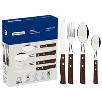 Faqueiro Tramontina Tradicional Aço Inox e Madeira Natural 24 Peças
