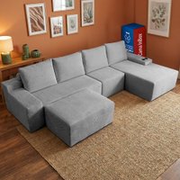 Sofá Modular Evo 4 Lugares com apoio Chaise Dir Four 3,40m Boost Tech Velourê Cinza Claro Cama inBox