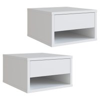 Kit 02 Mesa De Cabeceira Suspensa 30 cm B87 Branco NOVAM