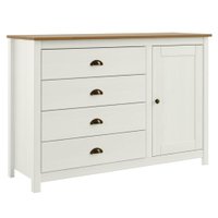 Comoda 4 Gavetas 1 Porta Madeira Macica Taeda 125 cm 9149 Branco Freijo Festra