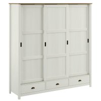 Guarda Roupa Casal Madeira Macica Taeda 3 Portas De Correr 195 cm 9179 Branco Freijo Festra