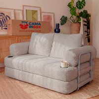 Sofá Cama Elo 1,88m Xpand Tech Tecido Velourê Cinza Claro Cama inBox