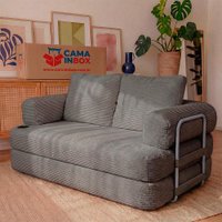 Sofá Cama Elo 1,88m Xpand Tech Tecido Velourê Cinza Escuro Cama inBox