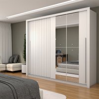 Guarda-Roupa Casal Coliseu Ripado 2 Portas 4 Gavetas com Espelho Branco - Panorama Móveis
