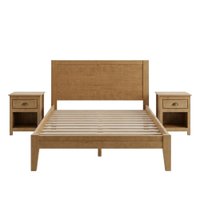 Cama Casal 2 Mesas de Cabeceira 1 Gaveta Madeira Macica Taeda Freijo Festra