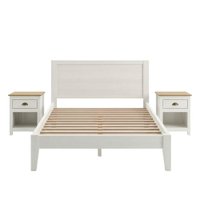 Cama Casal 2 Mesas de Cabeceira 1 Gaveta Madeira Macica Taeda Branco Freijo Festra