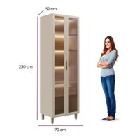 Cristaleira Com LED 2 Portas Allure Linea Brasil 70cm MDF