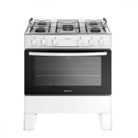 Fog&atilde;o 5 Bocas Preto com Mesa Inox Atlas Mil&atilde;o Plus Bivolt