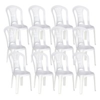 Kit 12 Cadeiras de Pl&aacute;stico Sem Bra&ccedil;o Laguna Tramontina Basic