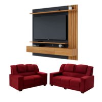 Kit Sof&aacute;s Sandero 2 e 3 Lugares com Home Suspenso Juriti Colibri para TV