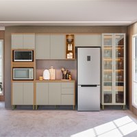Cozinha Modulada Allure Linea Brasil 5 Pe&ccedil;as com Cristaleira LED A01M1