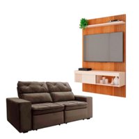 Kit Sof&aacute; Cheer Solar 3 Lugares Retr&aacute;til Reclin&aacute;vel com Painel TV 45 Jade Caemmun