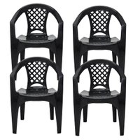 Kit 4 Cadeiras Tramontina Iguape com Bra&ccedil;os em Polipropileno Empilh&aacute;vel