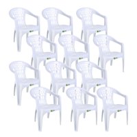 Kit de 12 Cadeiras de Plástico com Braço Duo Bella Duoplastic Empilháveis
