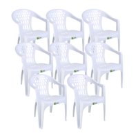 Kit 8 Cadeiras de Pl&aacute;stico com Bra&ccedil;o Duo Bella Duoplastic Empilh&aacute;veis