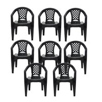 Kit 8 Cadeiras Tramontina Iguape Polipropileno com Bra&ccedil;os Empilh&aacute;veis
