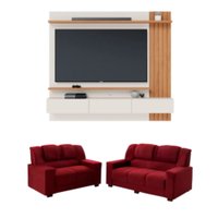 Kit Sofás Sandero de 2 e 3 Lugares com Home Suspenso Juriti Colibri para TV