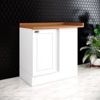 Balcão Canto Reto 1 Porta Americana Henn com Tampo MDF Americana Henn 94 cm - Branco Nature