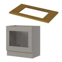 Balcão Forno Embutir Americana Henn 80 cm com Tampo para Cooktop Henn 80 cm - Cinza / Nature