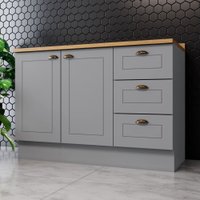 Balcão de Cozinha com Tampo Henn Americana 120cm 2 Portas Clássico - Cinza / Nature