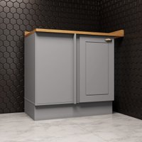 Balcão Canto Reto 1 Porta Americana Henn com Tampo MDF Americana Henn 94 cm - Cinza / Nature