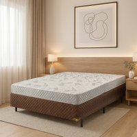 Conjunto Box Casal Ecoflex D23 138 x 188cm Conforto e Qualidade - Marrom/Cinza