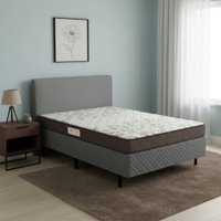 Conjunto Box Casal Ecoflex Ecoline D23 138 x 188 cm Conforto e Qualidade - Cinza com Floral