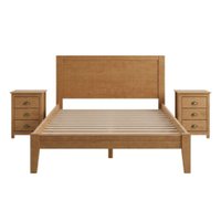 Cama Casal 2 Mesas de Cabeceira Madeira 3 Gavetas Taeda Freijo Festra