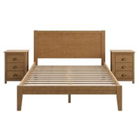 Cama Queen 2 Mesas de Cabeceira 3 Gavetas Madeira Taeda Freijo Festra