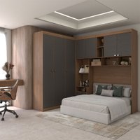 Guarda-Roupa Casal Modulado Fortaleza 7 Portas 4 Gavetas Jatoba/Grafite - Panorama Móveis