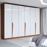 Guarda-Roupa Casal Luxe 2,42 Metros 6 Portas 4 Gavetas Freijó/Branco - Panorama Móveis