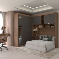Guarda-Roupa Casal Modulado Fortaleza 7 Portas 4 Gavetas com Espelho Jatoba/Grafite - Panorama Móveis