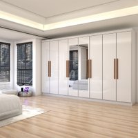 Guarda-Roupa Casal Branco Odisseia 8 Portas 4 Gavetas com Espelho - Panorama Móveis