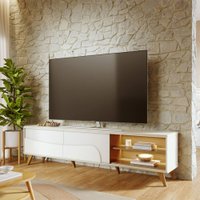 Rack para TV Até 75 Polegadas Amalfi 2 Portas com Led Off White Matte/Freijó - Colibri