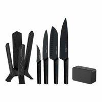 Jogo de Facas Tramontina Nygma com Lâmina em Aço Inox e Cabos de Polipropileno Preto com Suporte e Caixa de Som 06 Peças