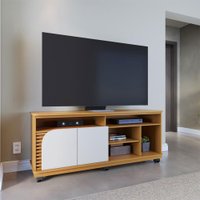 Rack para TV Até 65 Polegadas Jurerê 2 Portas Ripado Naturale/Off White Matte - Colibri