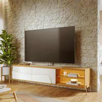 Rack para TV Até 75 Polegadas Amalfi 2 Portas 1 Prateleira com Led Naturale/Off White Matte - Colibri