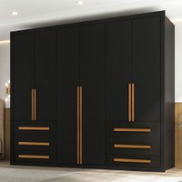 Guarda-Roupa Casal Nobre Plus 6 Portas 6 Gavetas Preto - Pnr Móveis