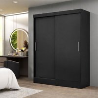 Guarda-Roupa Solteiro Porto Rico 2 Portas 2 Gavetas Flex Preto - Pnr Móveis