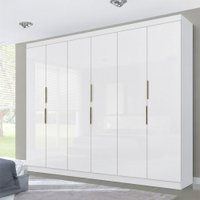 Guarda-Roupa Casal Diamante 6 Portas 4 Gavetas Branco - Pnr Móveis