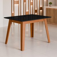 Mesa de Jantar com Vidro 4 Lugares Multimóveis CR50229 Cinamomo/Preto