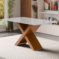 Mesa de Jantar com Vidro 6 Lugares Multimóveis CR50237 Cinamomo/Off White