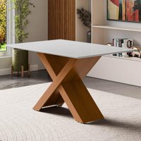 Mesa de Jantar com Vidro 4 Lugares Multimóveis CR50235 Cinamomo/Off White