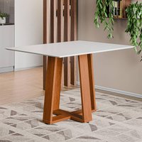 Mesa de Jantar com Vidro 4 Lugares Multimóveis CR50241 Cinamomo/Off White