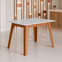 Mesa de Jantar com Vidro 4 Lugares Multimóveis CR50229 Cinamomo/Off White