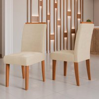 Kit 2 Cadeiras de Jantar Estofadas Multimóveis CR50257 Cinamomo/Bege