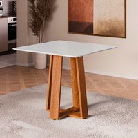 Mesa de Jantar Quadrada com Vidro 4 Lugares Multimóveis CR50239 Cinamomo/Off White