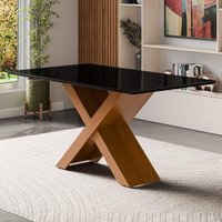 Mesa de Jantar com Vidro 6 Lugares Multimóveis CR50237 Cinamomo/Preto