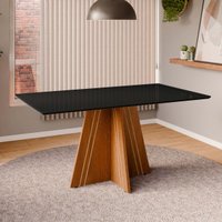 Mesa de Jantar com Vidro 6 Lugares Multimóveis CR50249 Cinamomo/Preto